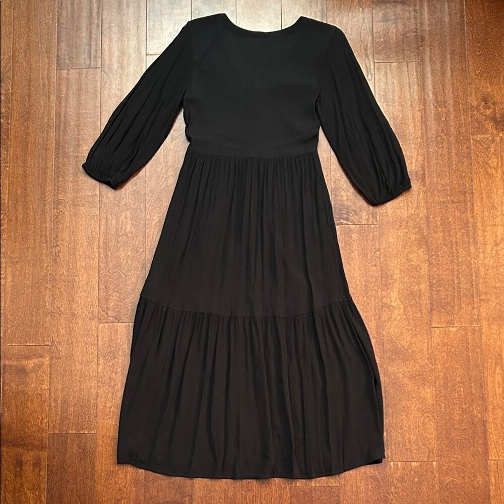 Chelsea28 Black Tiered Tea Length Dress with 3/4 Sleeves, Size XS - Picture 11 of 13
